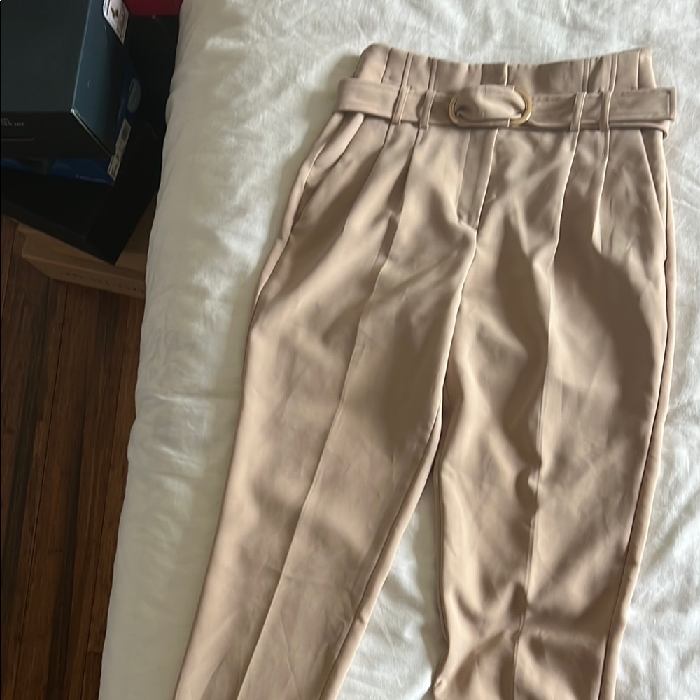 Elegant Tan High-Waisted Pants